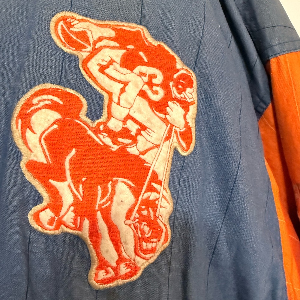 Vintage Denver Broncos Blue and Orange Varsity Jacket throwback - Picture 2 of 7